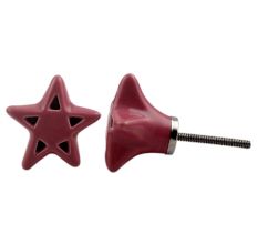 Pink Star Ceramic Knob